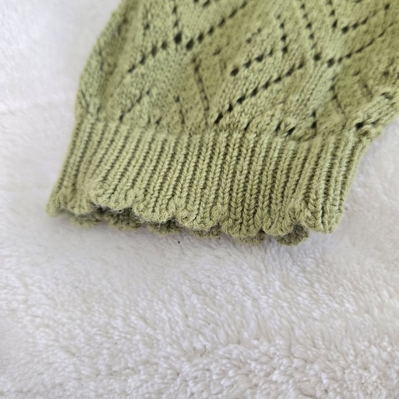 Old Navy Womens Sz Medium Open Knit Button Up 3/4 Sleeve Cardigan Sweater Green - Picture 4 of 11